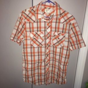 Old Navy plaid button down orange Medium